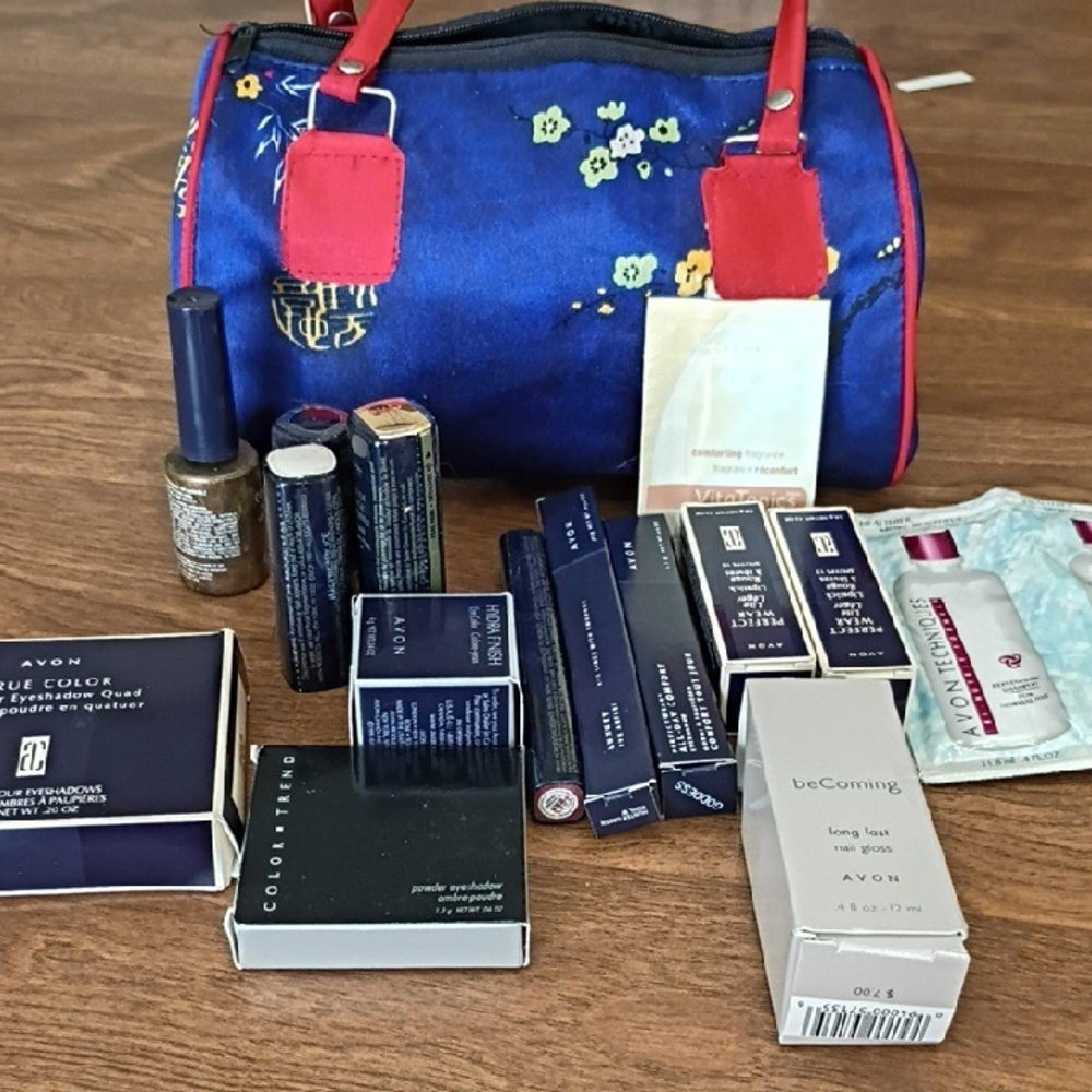 Avon Makeup Collection with Blue and Red Bag New Sealed Products